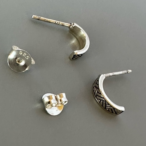 Chic Sterling Silver Tiny Huggie Hoops - Delicate Half Hoop Earrings - Picture 3 of 16